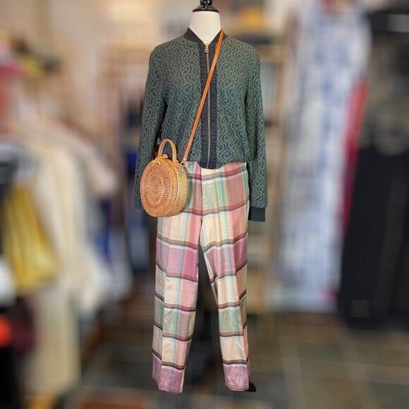 ELLEN TRACY ~ Khaki Green Lace over Black Zipper-Front Jacket ~ Size S - Picture 2 of 9